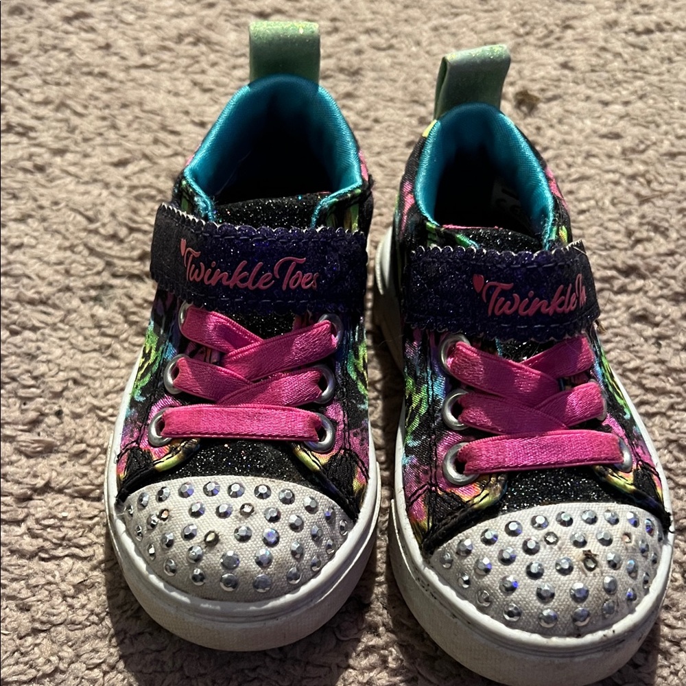 Skechers Twinkle Toes Kids Sneakers - Pink, Black, and Silver